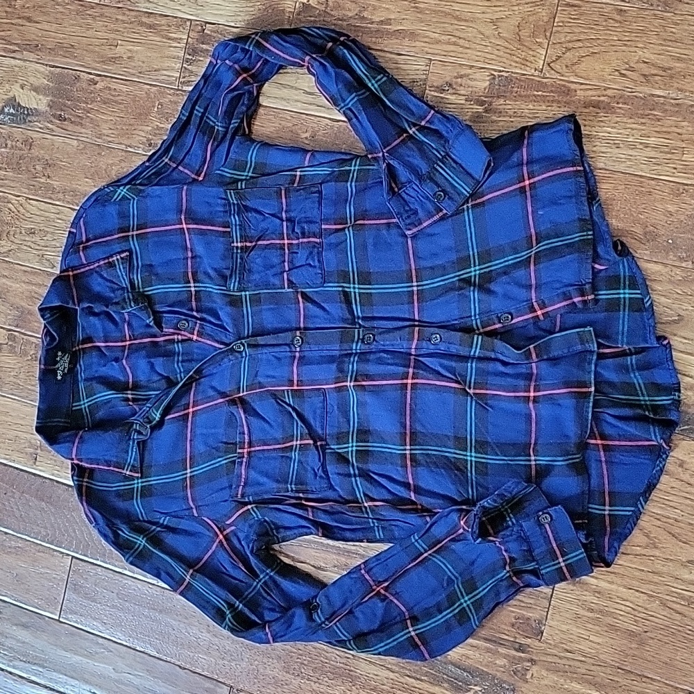 Blue plaid blouse